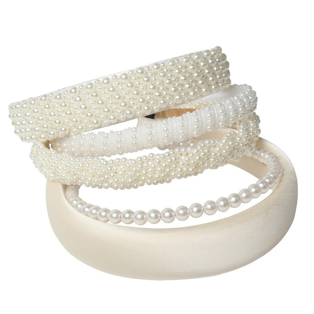 5 Pack Pearl Headbands for Women Girls Dainty Bling Faux Pearls Hair Accessories